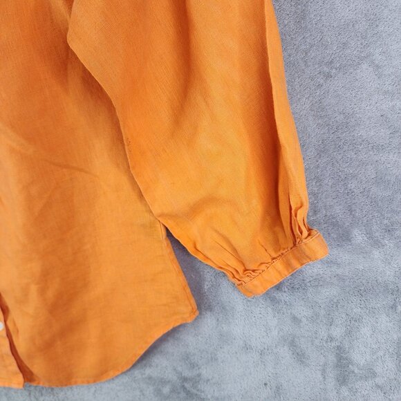 Womens Orange Lauren Ralph Lauren 100% Linen Blouse Top 3/4 Sleeves button up XS - Picture 4 of 10